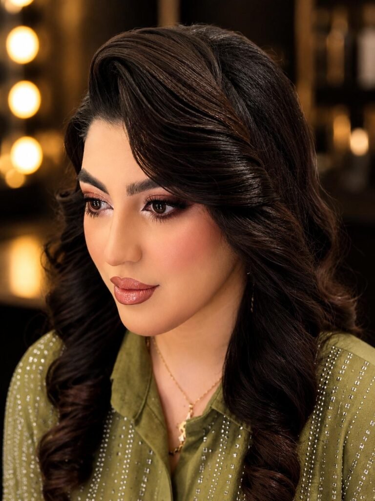 Gallery 11 Glamorous bridal hair and makeup with soft waves at Darya’s Touch Manchester