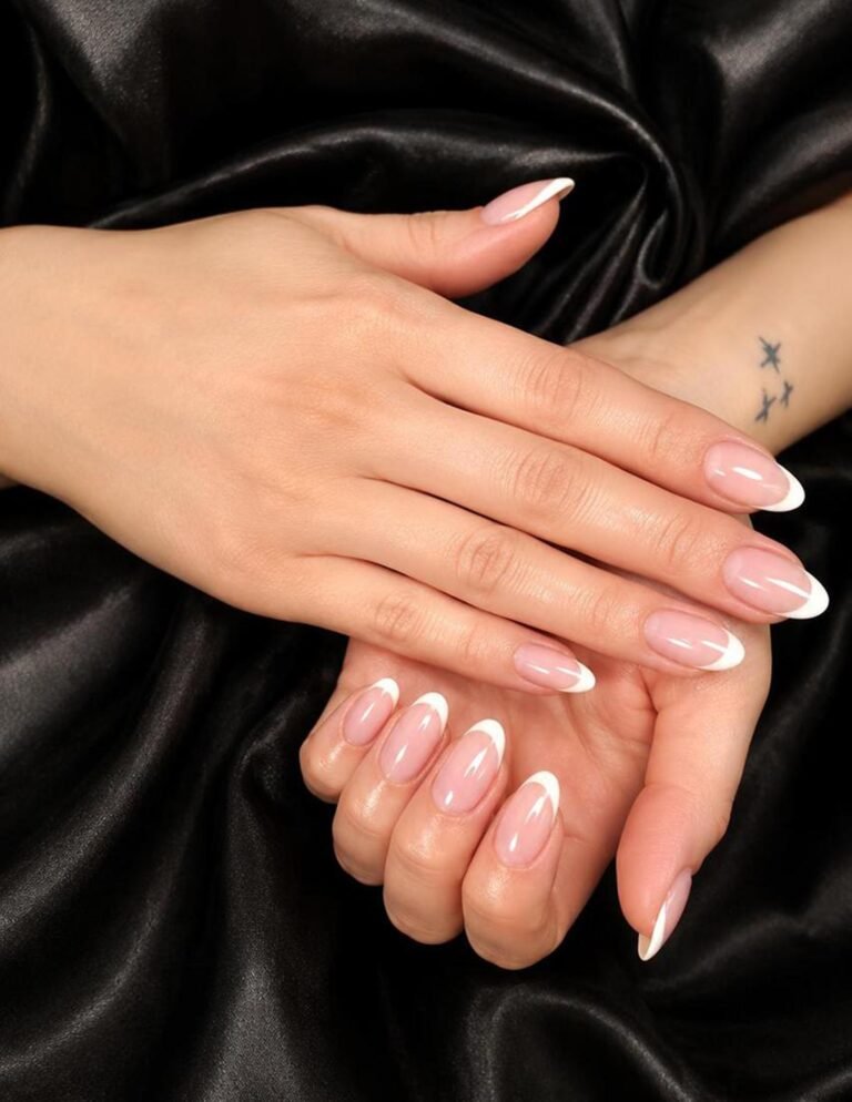 Gallery 22 Natural glossy pink nails with clean manicure finish at Darya’s Touch Manchester
