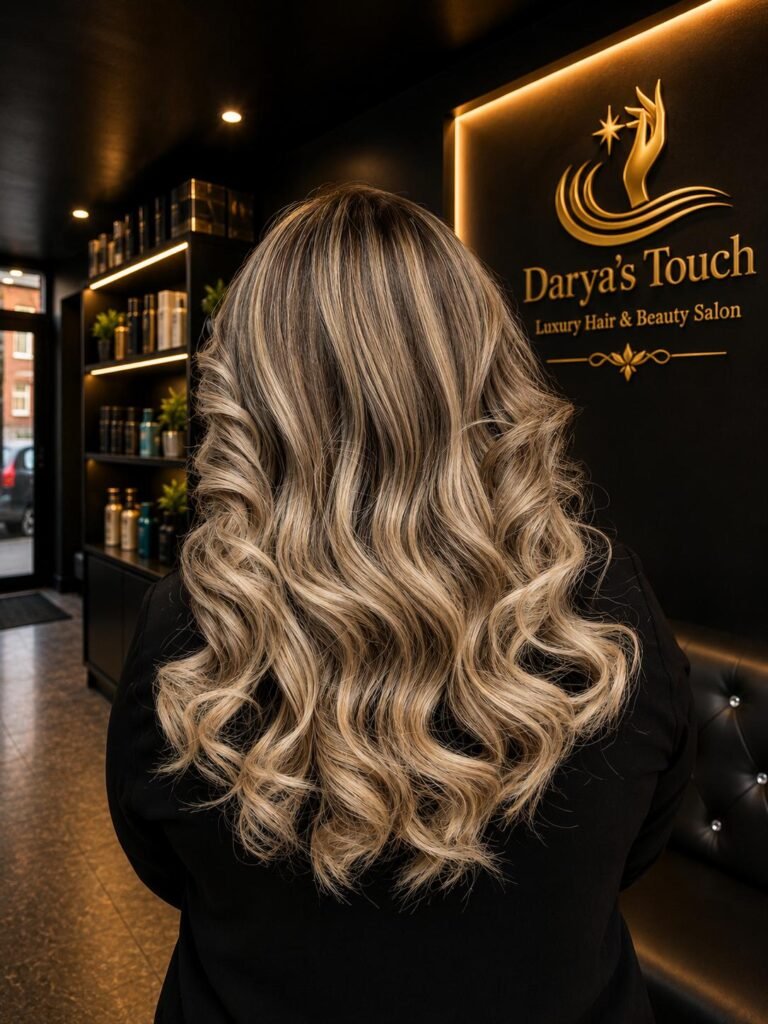 Home 11 Ash blonde wavy hairstyle at Darya’s Touch salon in Manchester