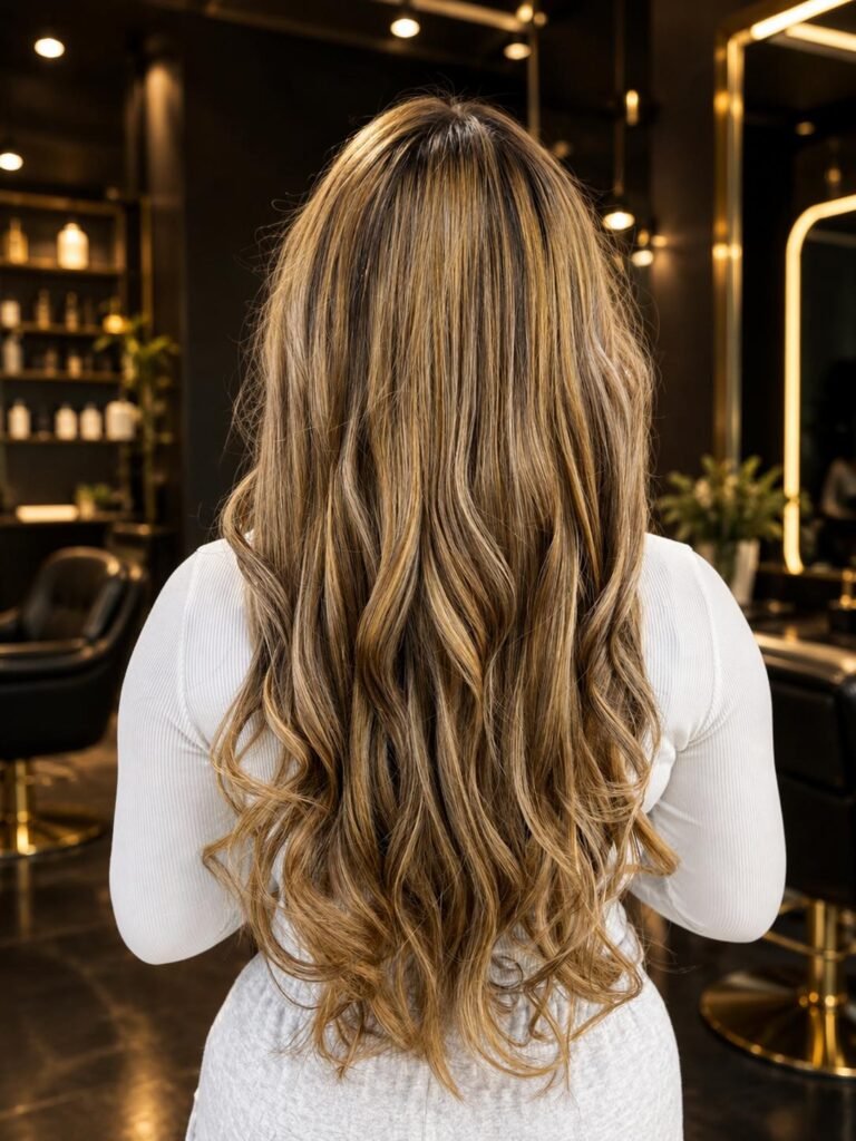 Home 13 Long highlighted hair at Darya’s Touch salon in Manchester