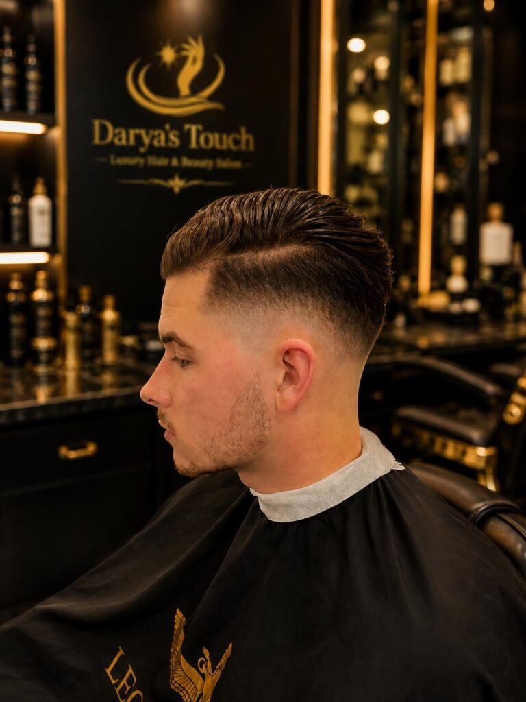 Home 23 Men’s skin fade haircut at Darya’s Touch barber salon in Manchester