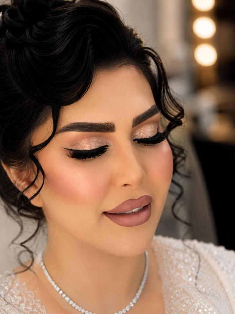 Gallery 14 Soft bridal makeup close-up with elegant eye makeup at Darya’s Touch Manchester